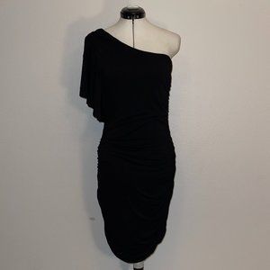 MODCLOTH GILLI ONE SHOULDER BLACK DRESS L